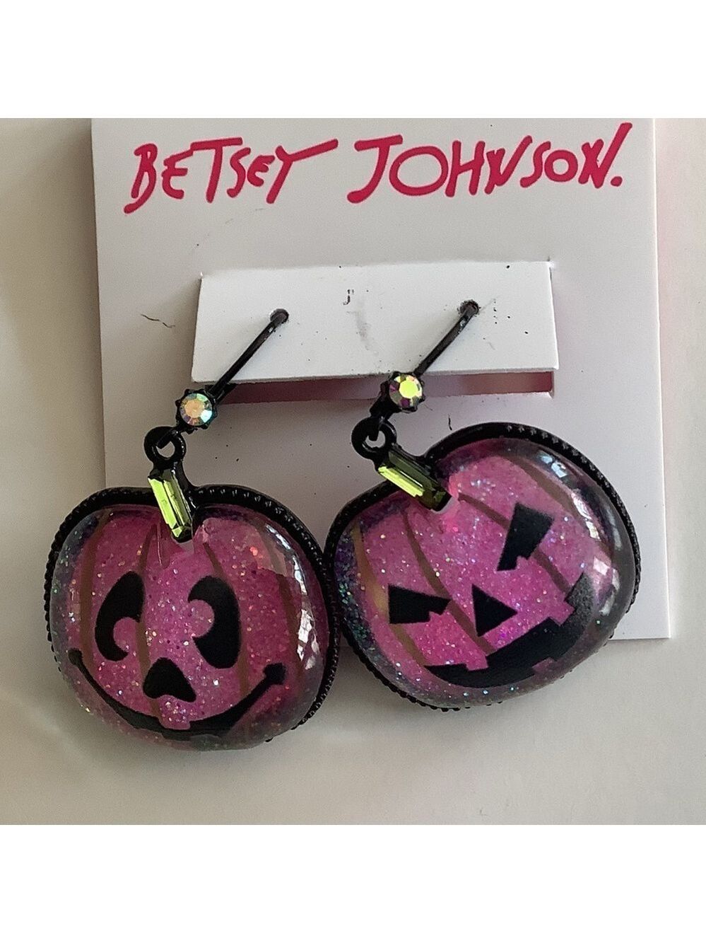 Betsey Johnson Punk N Spice Mismatched Pumpkin Face Drop Earrings New